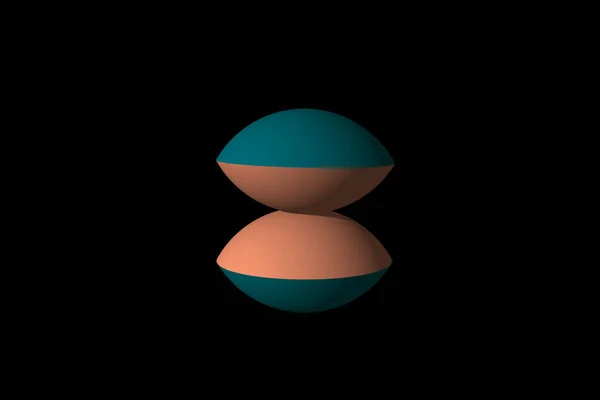Çift Küre Kesişim şekli siyah arkaplan 3d görüntüleme