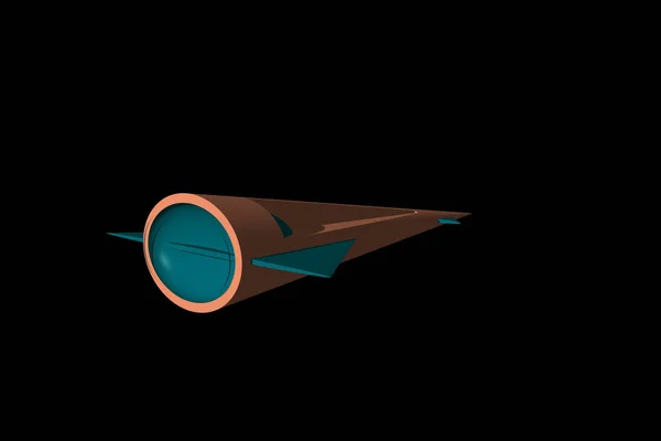 宇宙船の形状フラットテクスチャ黒背景3Dレンダリング — ストック写真