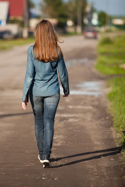 The back is a girl walking down