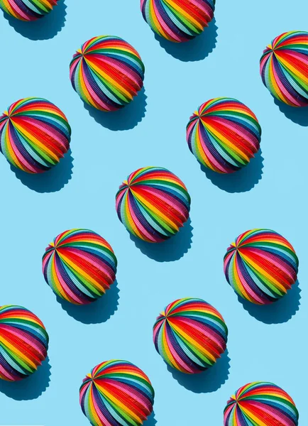 Geometric Pattern Rainbow Sphere Bright Blue Background Top View — Stock Photo, Image