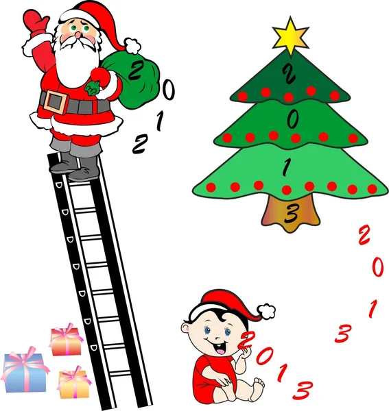 Weihnachten - Neujahr Hintergrund mit Weihnachtsmann-Bild — Stockvektor