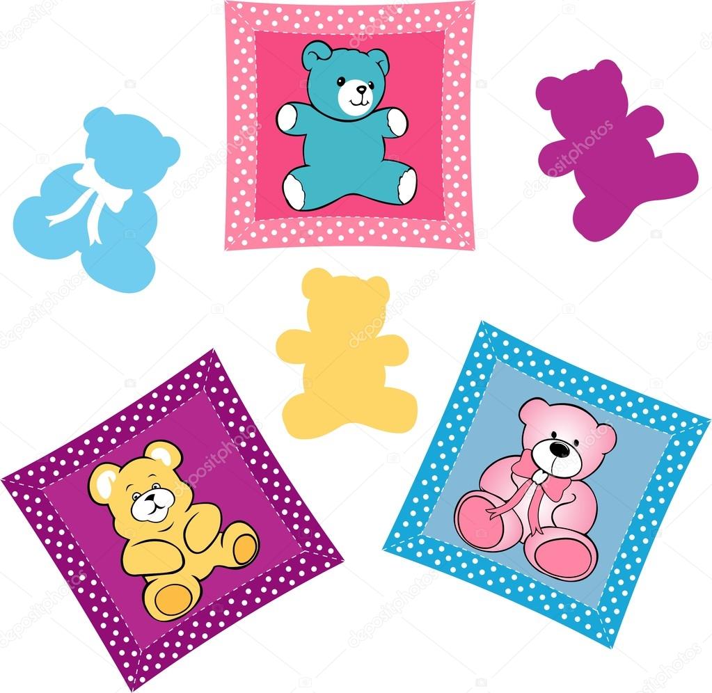 Baby shower card with teddy bear toy