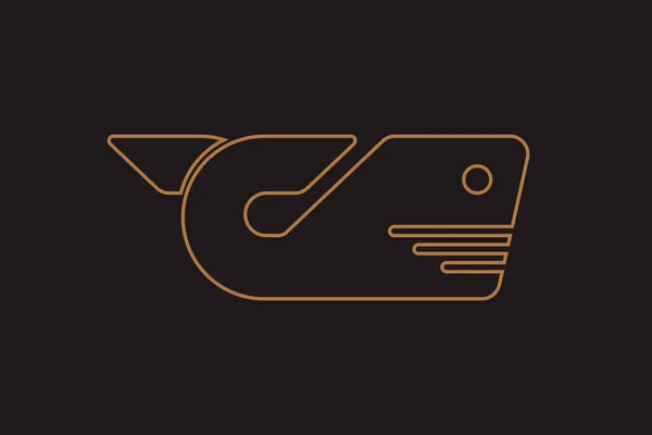 Απλός Σχεδιασμός Λογότυπου Φάλαινας Εικονογράφηση Διανύσματος — Διανυσματικό Αρχείο