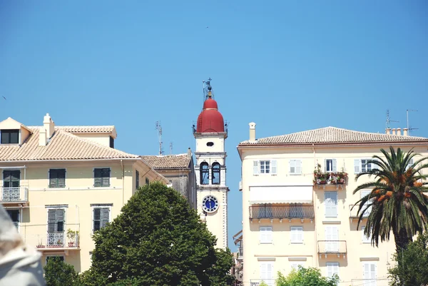 Torre de sino da Igreja de Saint Spiridon em Corfu, Grécia — Fotografia de Stock