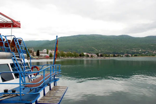 Při pohledu na město Ochrid, jezero Ohrid, Makedonie — Stock fotografie