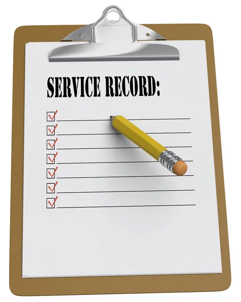 Clipboard with Service Record message and checkboxes — Stock Photo, Image