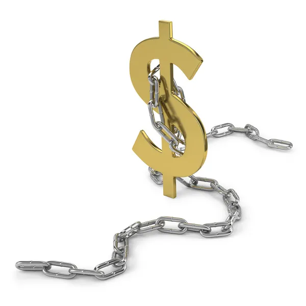 Chained Dollar symbol on white background — Stock Photo, Image