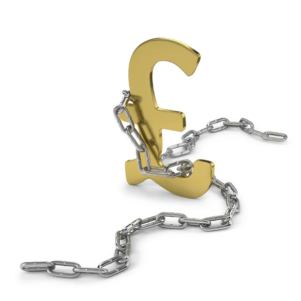 Chained Pound symbol on white background — Stock Photo, Image