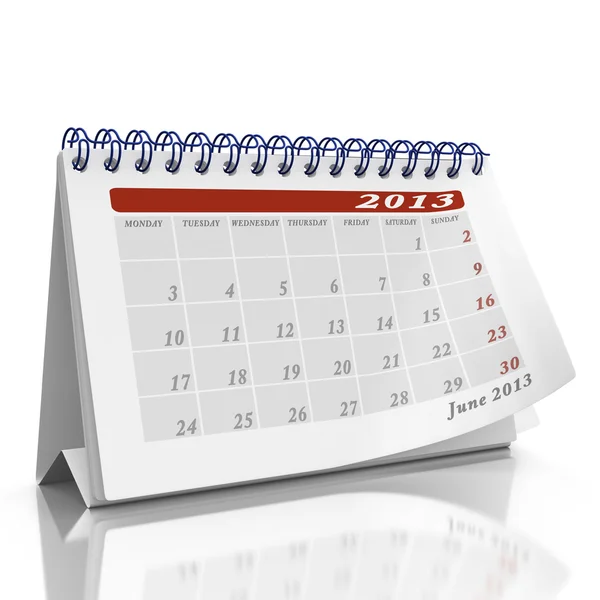 Calendario fatto col personal computer con mese giugno 2013 — Foto Stock