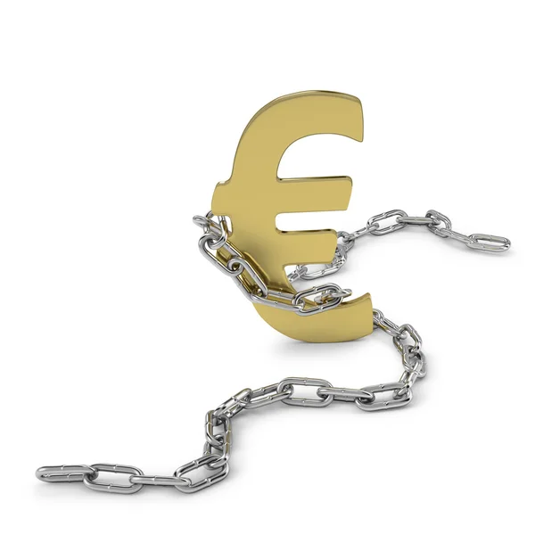 Chained Euro on white background — Stock Photo, Image