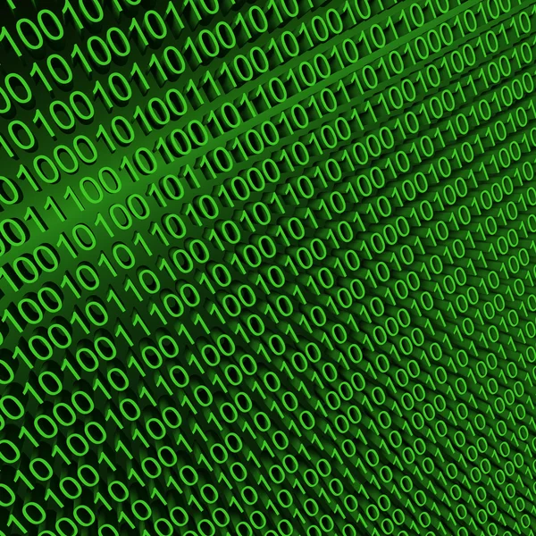 Binary zeros and ones on green background — Stock Photo, Image