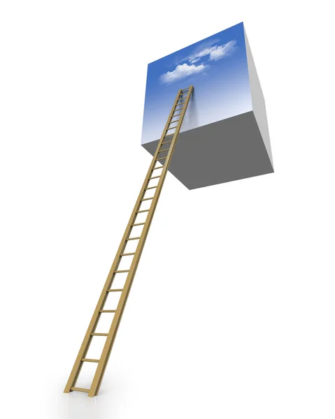 Sky is the limit climbing the ladder — Stock Photo, Image