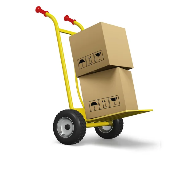 Hand cart or dolly with cardboard boxes — Stock Photo, Image