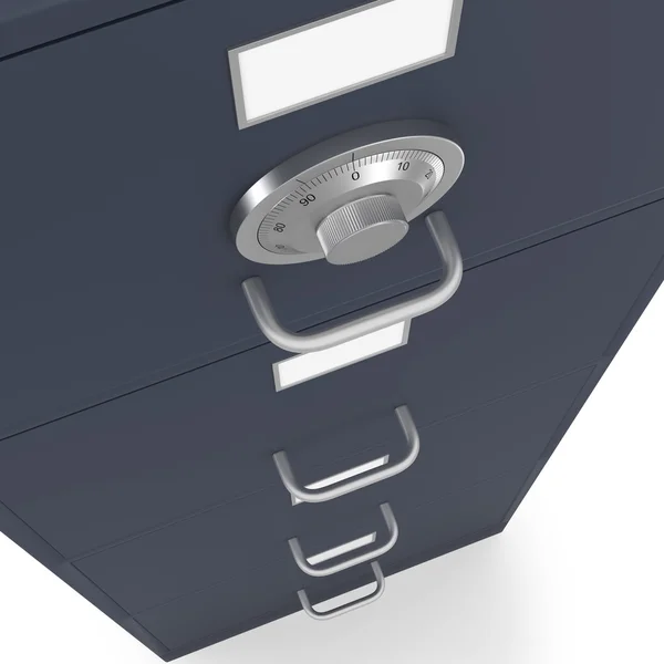Locked filing cabinet with safe lock dial — Stock Photo, Image