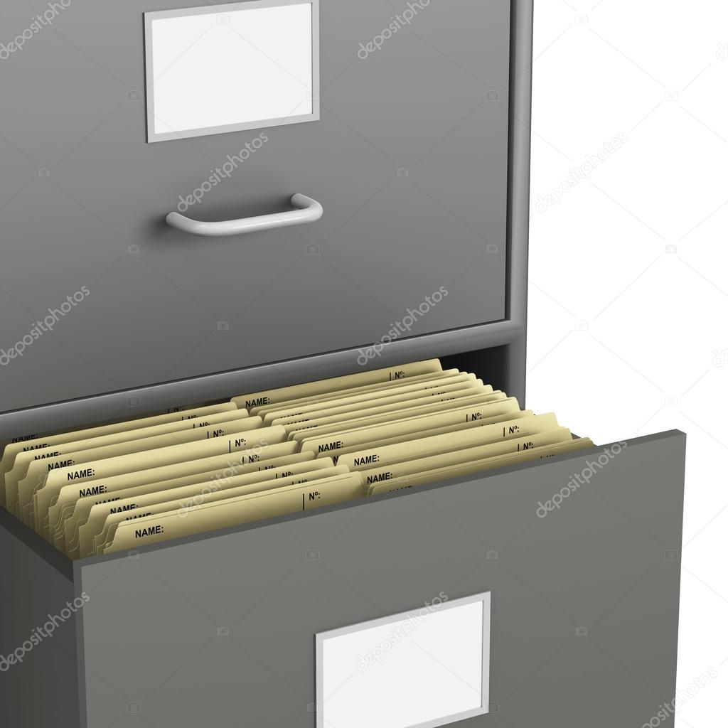 Single Grey Filing Cabinet with Open Drawer