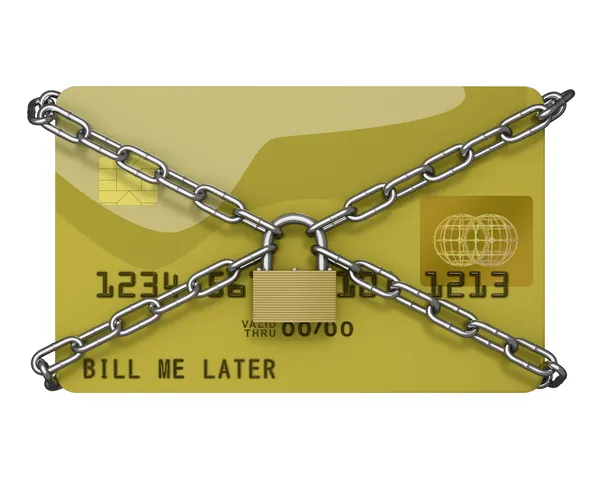 Credit card with padlock and chains — Stock Photo, Image
