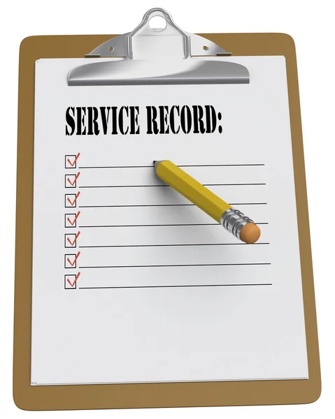 Clipboard with Service Record message and checkboxes — Stock Photo, Image