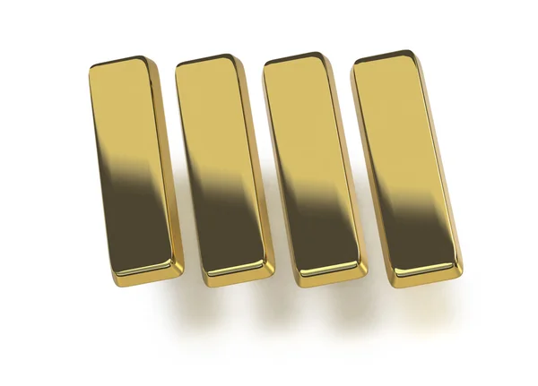 Four unmarked gold bars or bullion — Stock Photo, Image