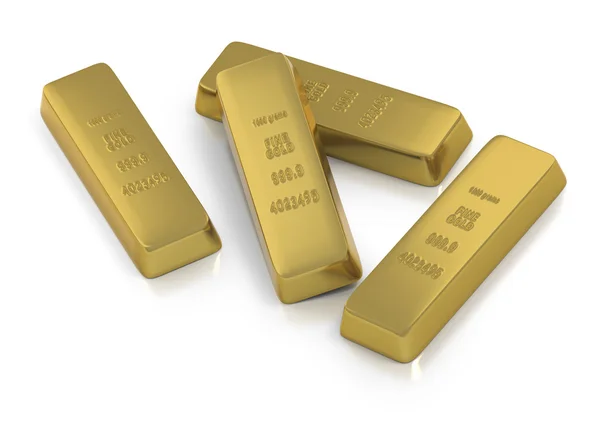 Goldbarren oder Goldbarren auf weißem Hintergrund — Stockfoto