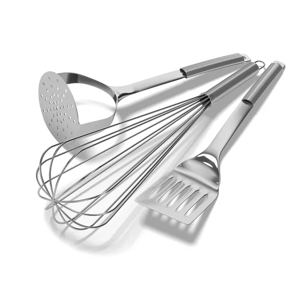 Utensílios de cozinha de aço inoxidável — Fotografia de Stock