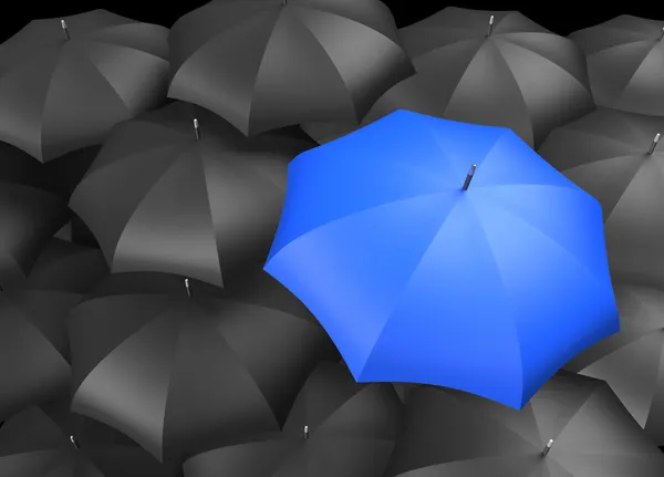 Bakgrund av paraplyer med en enda färgade paraply — Stockfoto