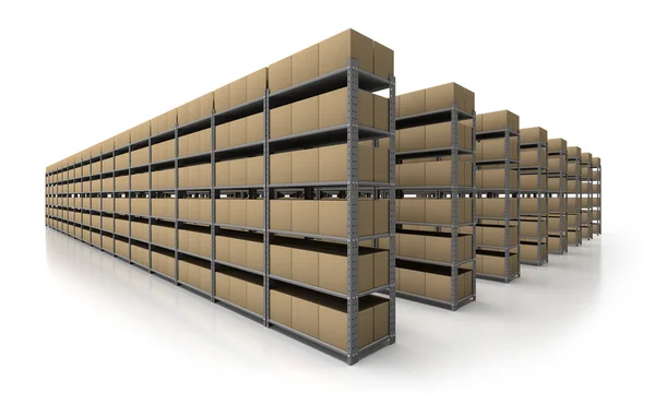 Warehouse scene in perspective — Stock Photo, Image