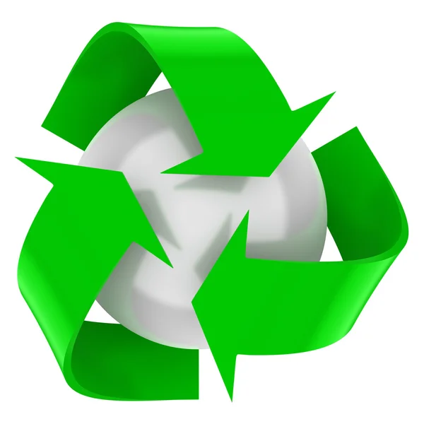 Символ переробки з білою сферою Стокова Картинка