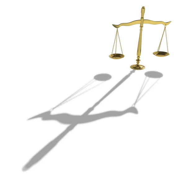 Gouden evenwicht van Justitie op witte achtergrond — Stockfoto