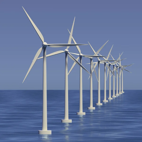 Line of wind generators at sea — Stock Photo, Image