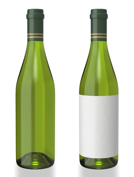 Botella de vino blanco sobre fondo blanco —  Fotos de Stock