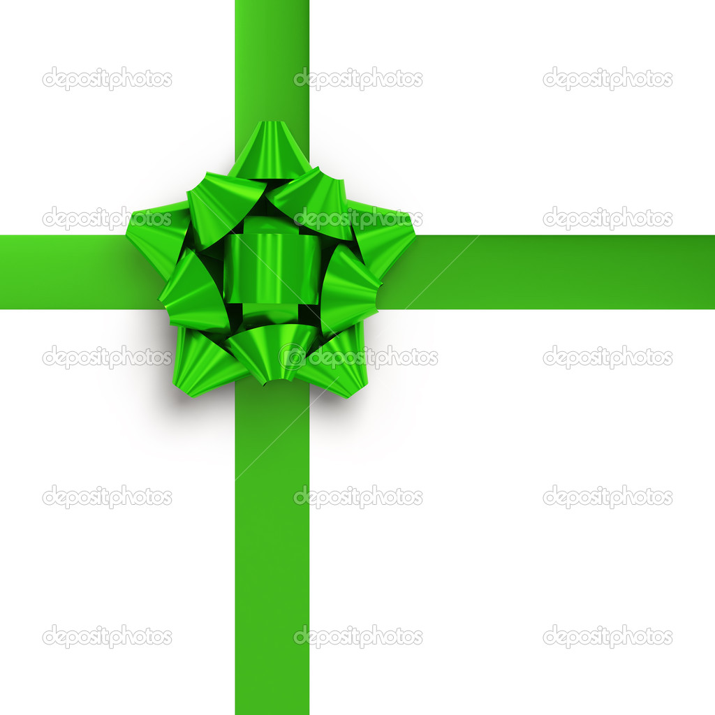 Green gift ribbons in perpendicular array