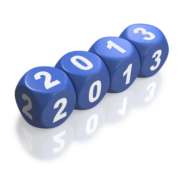 Blue dice depicting year 2013 — Stock Photo, Image