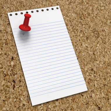 corkboard kırmızı raptiye ile boş faturasında