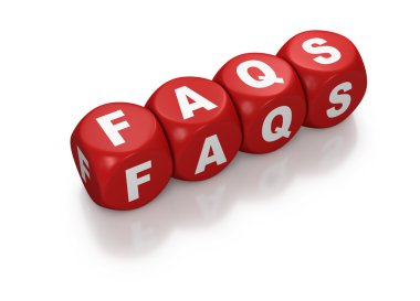 FAQs as text on red blocks clipart