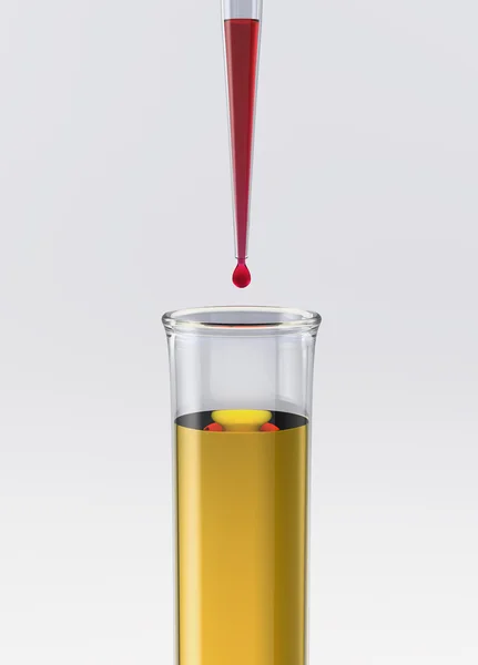 Test tube with yellow liquid and pipette — Stock Photo, Image