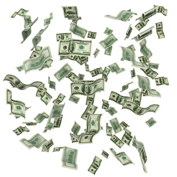 Cloud of flying hundred dollar bills — Stock Photo, Image