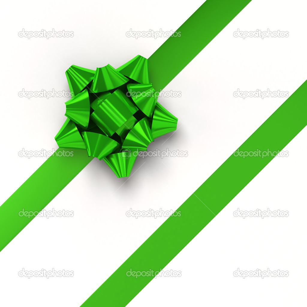 Green gift ribbons in diagonal array