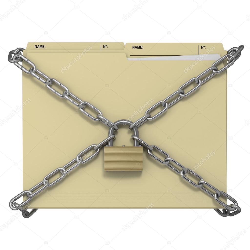 Symbolic locked manila office folder