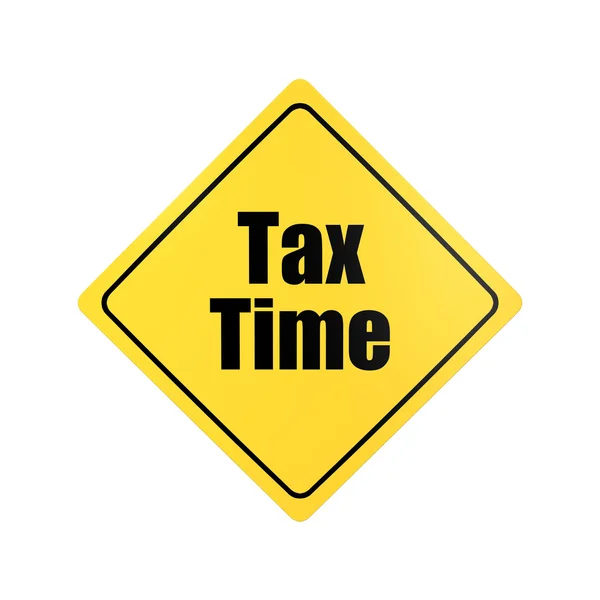 Yellow warning sign reading tax time — Stock Photo, Image