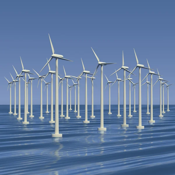 Line of wind generators at sea — Stock Photo, Image