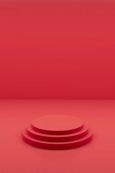 Composition Minimale Modélisation Abstraite Scène Couleur Rouge Géométrie Cylindre Forme — Photo