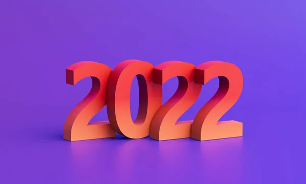 简约的构图尼龙色2022虎新年紫色背景 3D渲染 — 图库照片