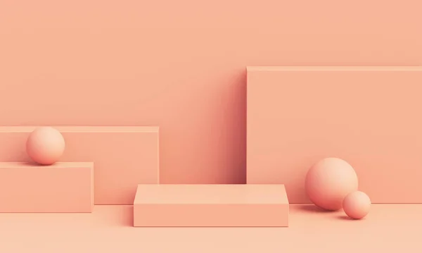 Modern minimal model pastel pembe ekran geometri şekil çizimi. 3B Hazırlama