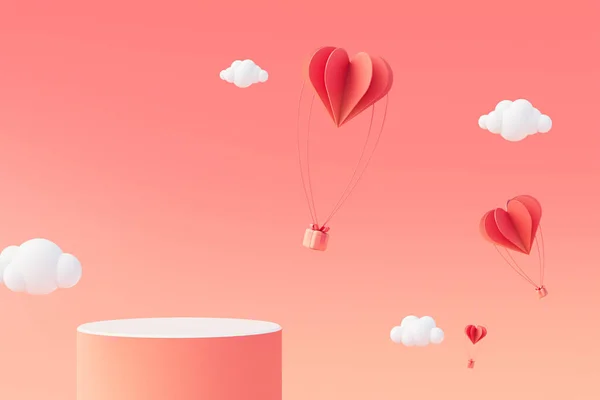 Love background concept, mock up scene with podium geometry shape for Valentine's day event. 3D rendering