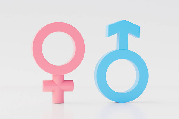 Male and female symbol icon on white background. 3d illustration