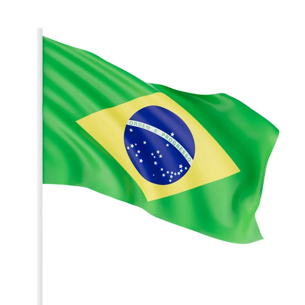 Bandera Brasil Sobre Fondo Blanco Renderizado —  Fotos de Stock