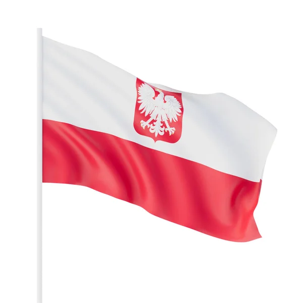 ポーランドの国旗 白い背景に隔離された 3Dレンダリング — ストック写真