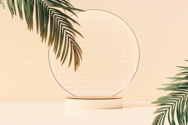 Arkaplan 3D sahne boş podyum, ürün görüntüleme en düşük biçim ve geometrik şekil nesne ile taklit edilir. 3d oluşturma
