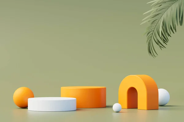 Background 3d scene with podium, minimal product display mock up scene and geometric shape object. 3d rendering