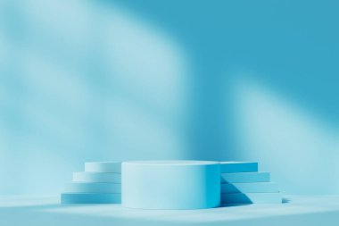 Podyumlu arka plan 3D sahne, minimum ürün görüntüleme sahnesi sahne ve geometrik şekil nesnesi. 3B Hazırlama